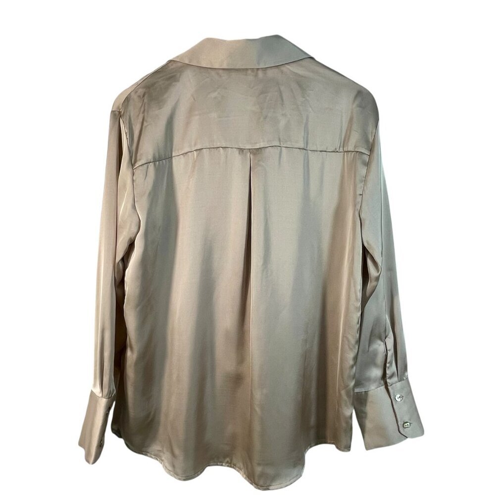 Philosophy Republic Clothing Champagne Satin Blouse M Mother-of-Pearl - Picture 3 of 10